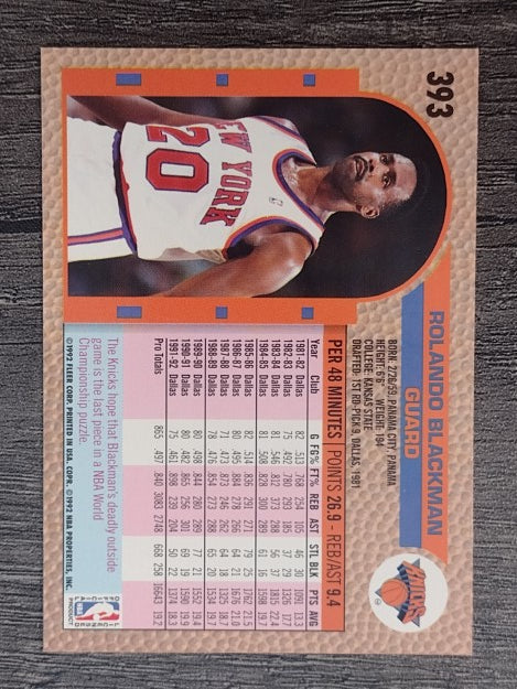 1992-93 Fleer #393 Rolando Blackman