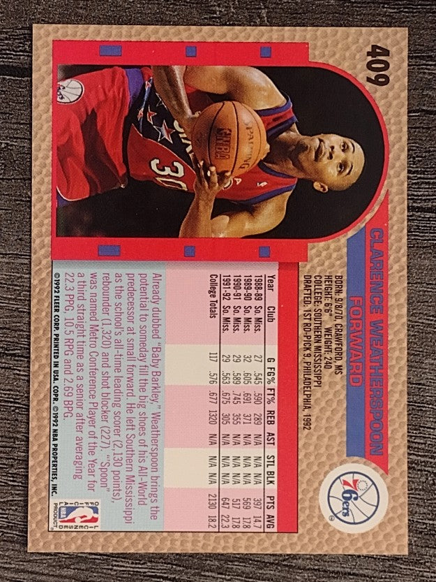 1992-93 Fleer #409 Clarence Weatherspoon RC
