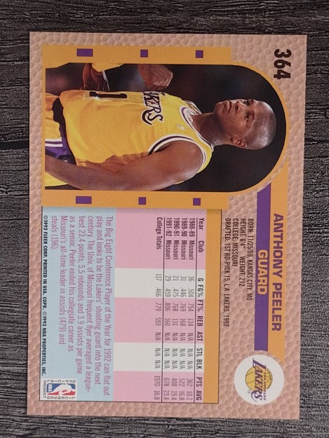 1992-93 Fleer #364 Anthony Peeler RC