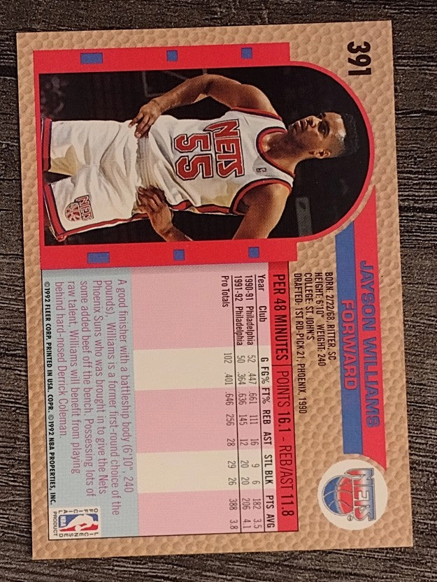 1992-93 Fleer #391 Jayson Williams