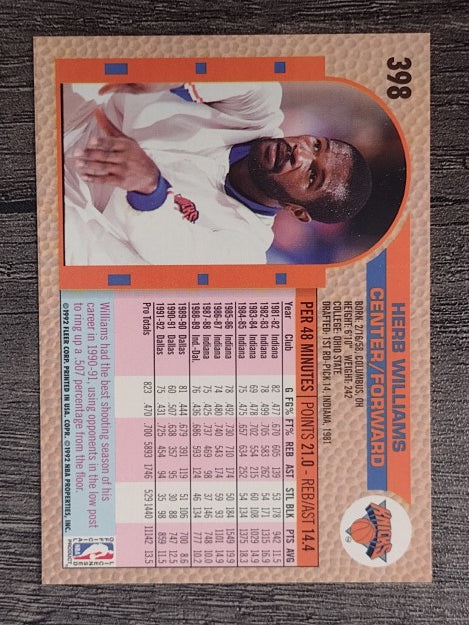 1992-93 Fleer #398 Herb Williams