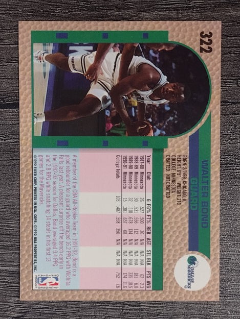 1992-93 Fleer #322 Walter Bond RC