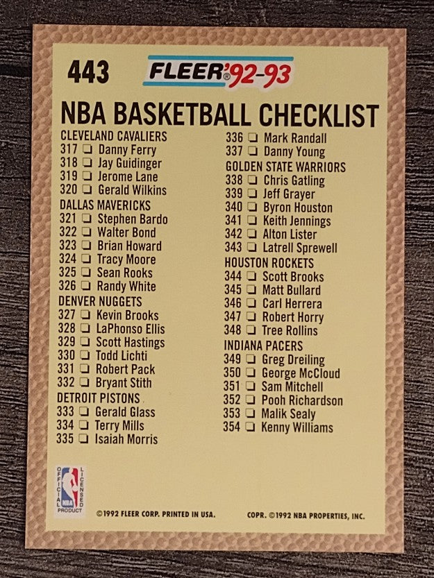 1992-93 Fleer #443 Checklist 1