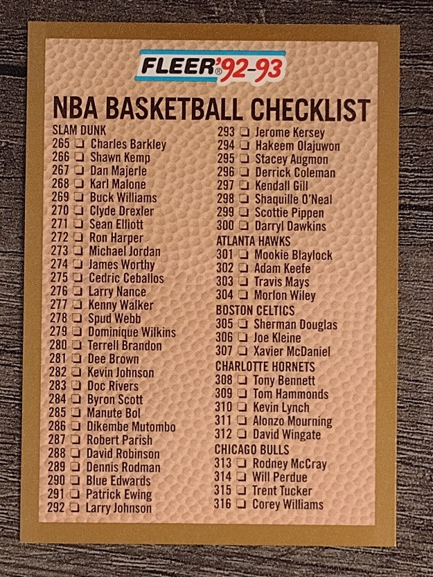 1992-93 Fleer #443 Checklist 1