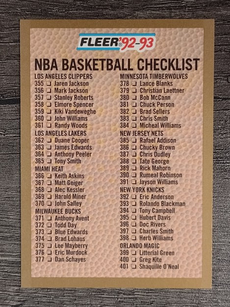 1992-93 Fleer #444 Checklist 2