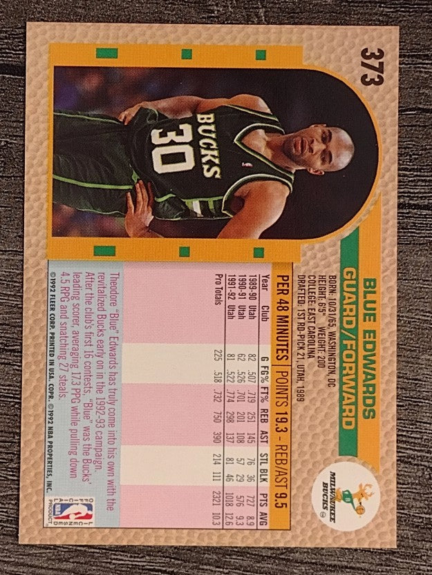 1992-93 Fleer #373 Blue Edwards