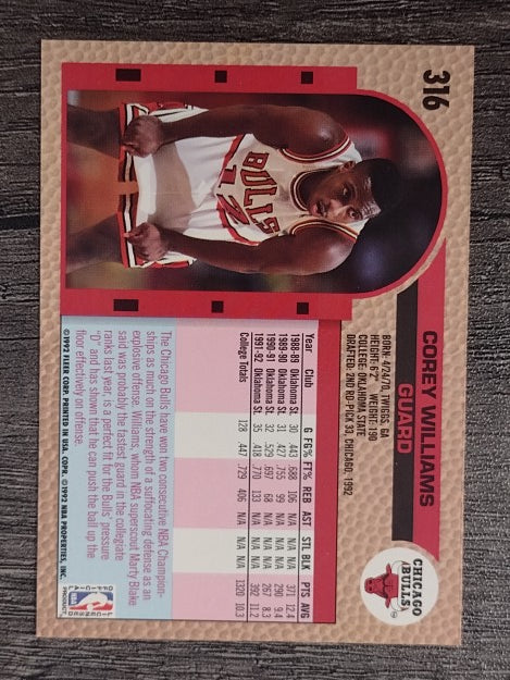 1992-93 Fleer #316 Corey Williams RC