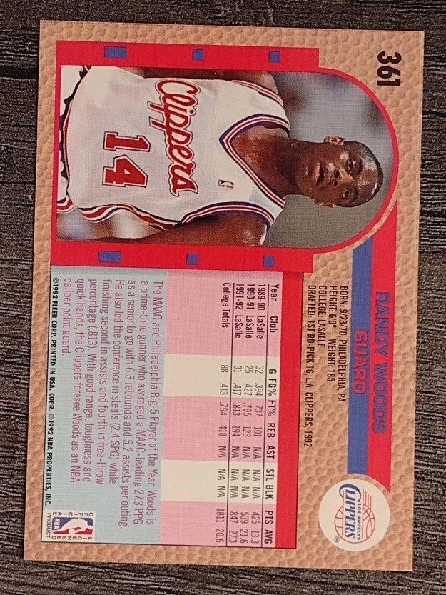 1992-93 Fleer #361 Randy Woods RC