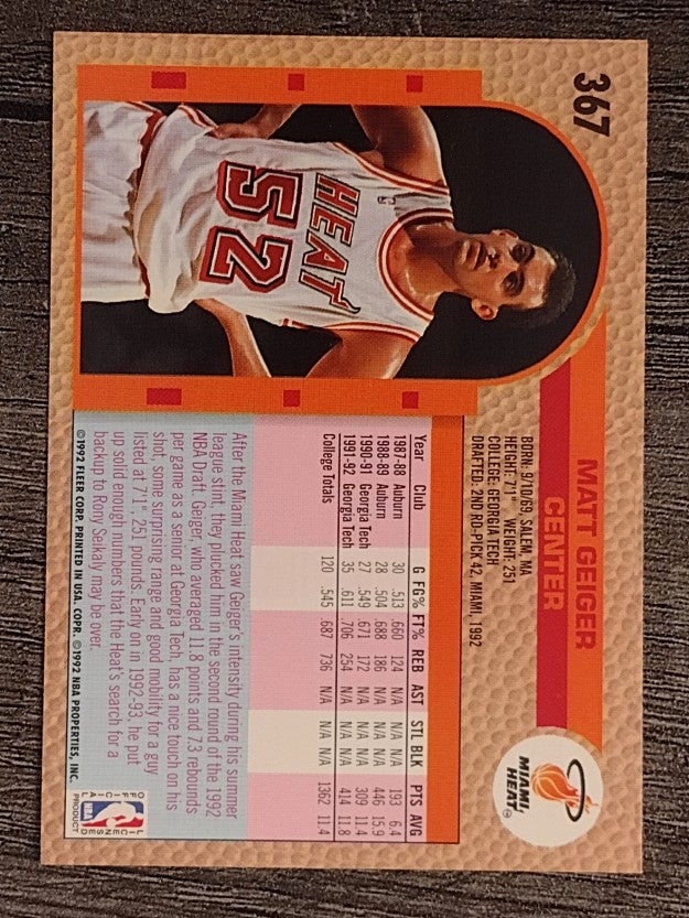 1992-93 Fleer #367 Matt Geiger RC