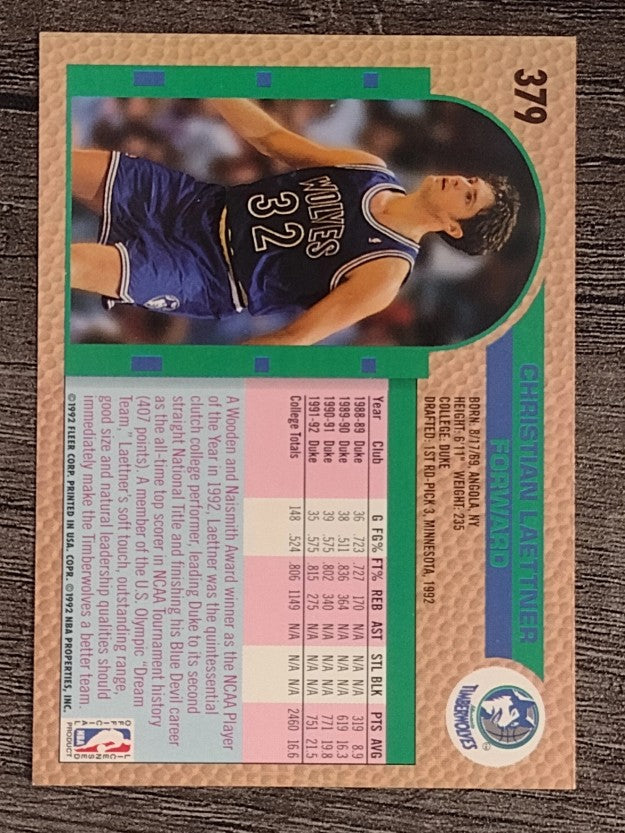 1992-93 Fleer #379 Christian Laettner RC