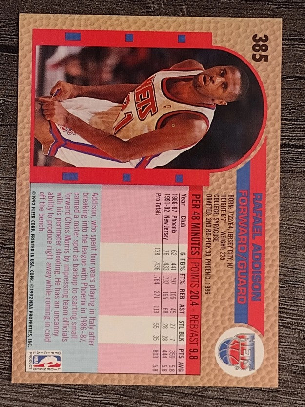 1992-93 Fleer #385 Rafael Addison