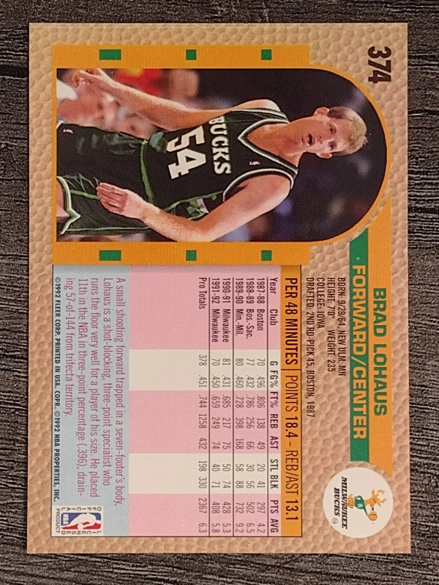 1992-93 Fleer #374 Brad Lohaus