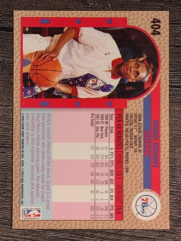 1992-93 Fleer #404 Greg Grant