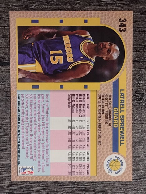1992-93 Fleer #343 Latrell Sprewell RC