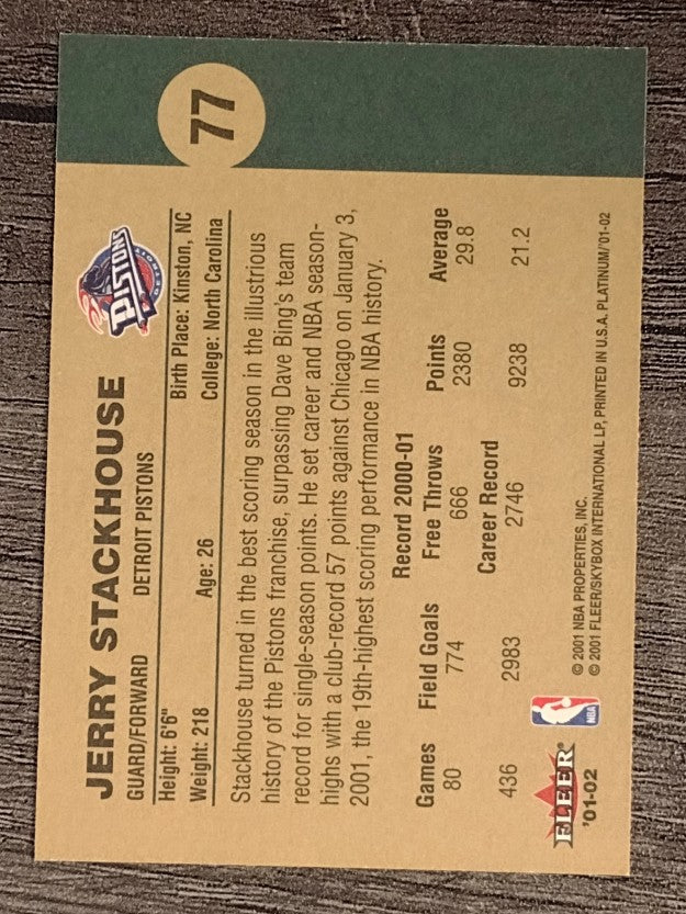 2001-02 Fleer Platinum #77 Jerry Stackhouse