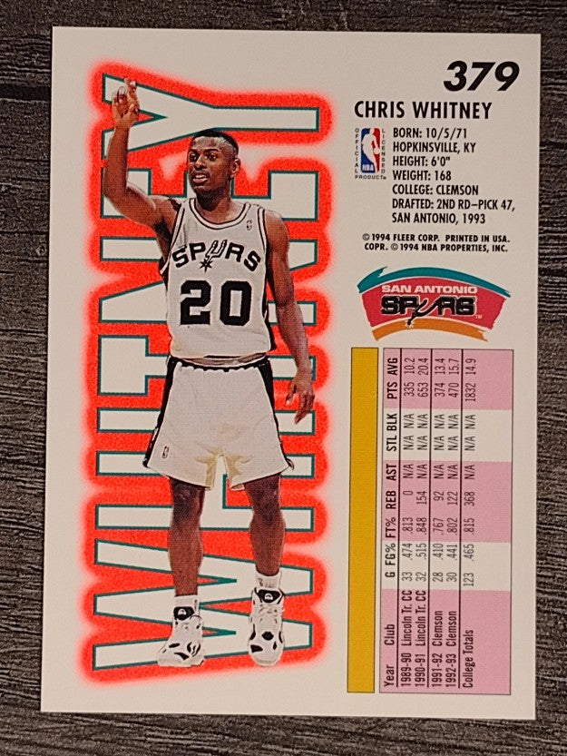 1993-94 Fleer #379 Chris Whitney RC