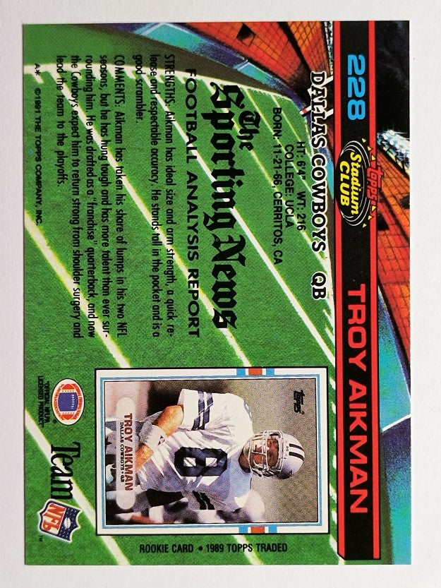 1991 Stadium Club #228 Troy Aikman