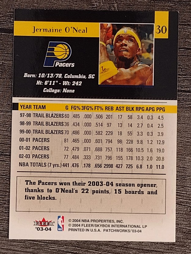 2003-04 Fleer Patchworks #30 Jermaine O'Neal