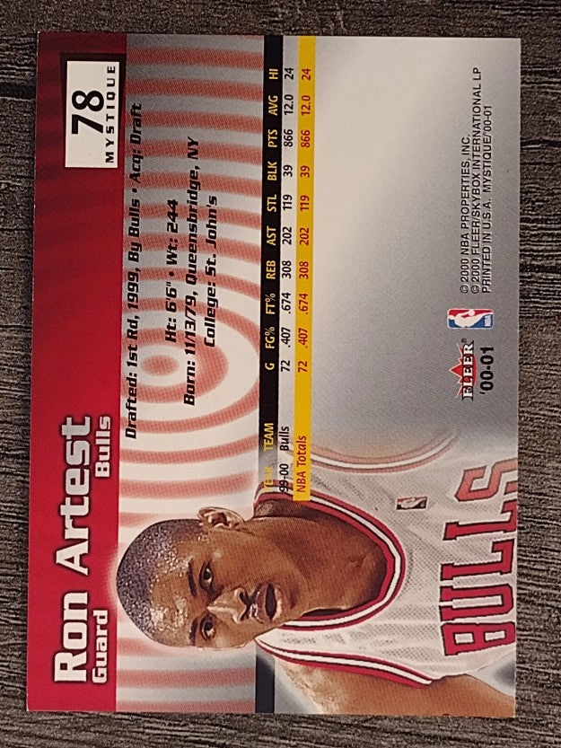 2000-01 Fleer Mystique #78 Ron Artest