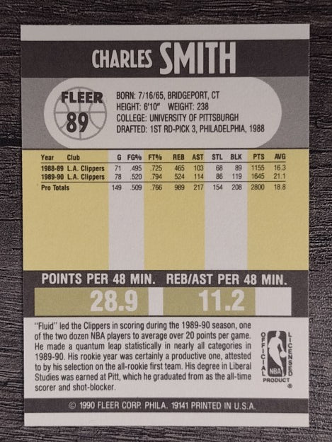 1990-91 Fleer #89 Charles Smith