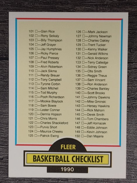 1990-91 Fleer #198 Checklist 100-198