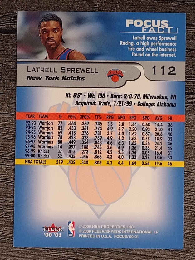 2000-01 Fleer Focus #112 Latrell Sprewell