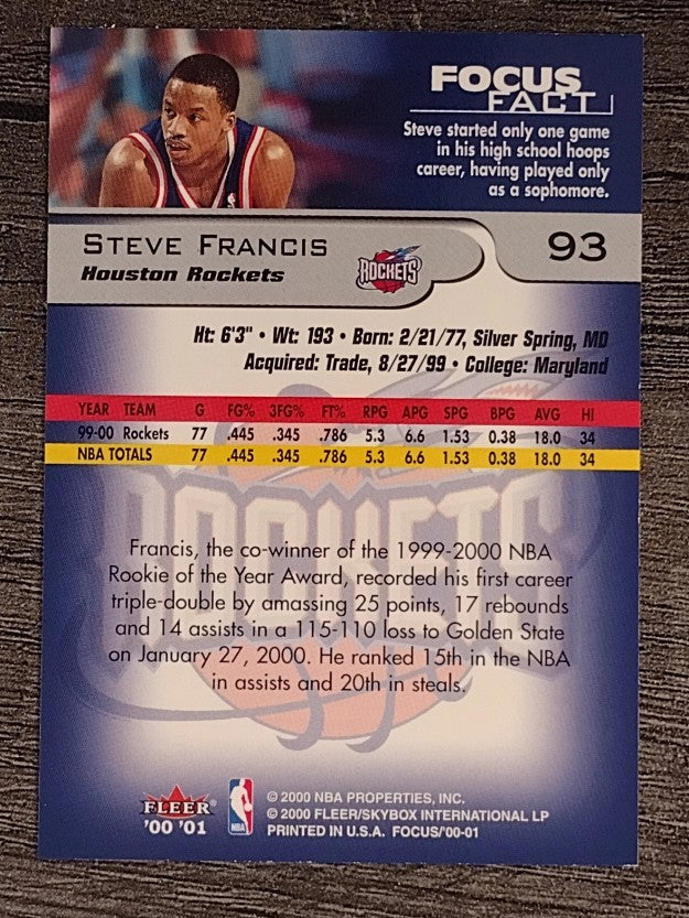 2000-01 Fleer Focus #93 Steve Francis