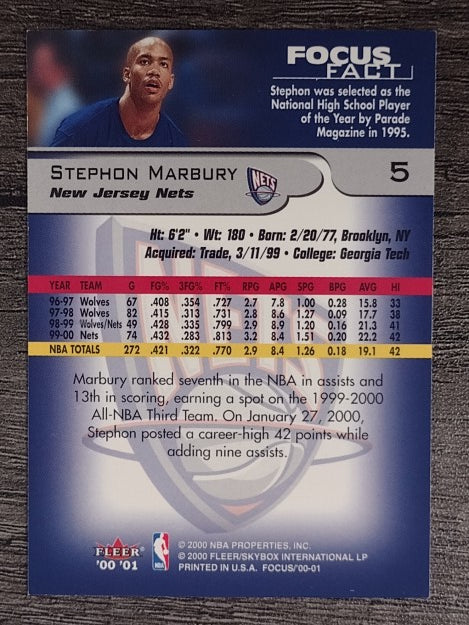 2000-01 Fleer Focus #5 Stephon Marbury