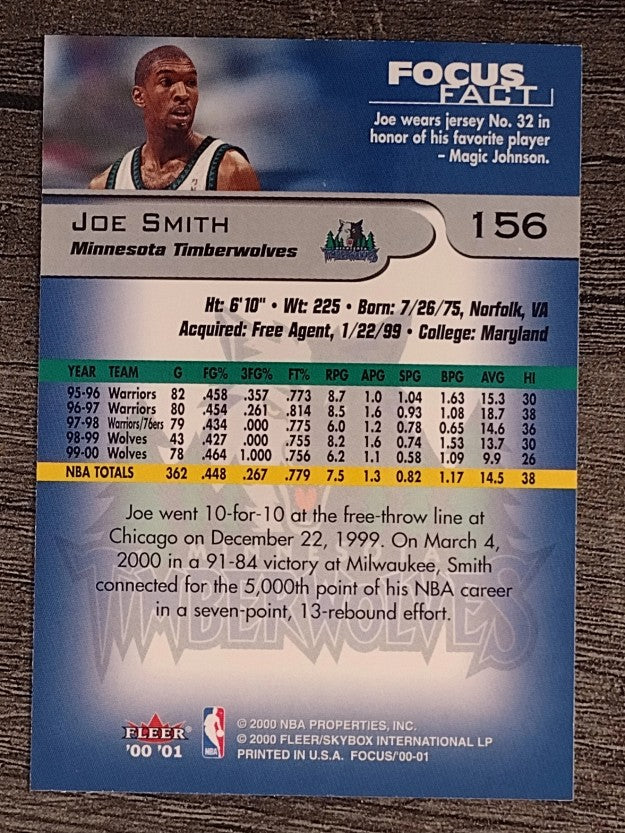 2000-01 Fleer Focus #156 Joe Smith