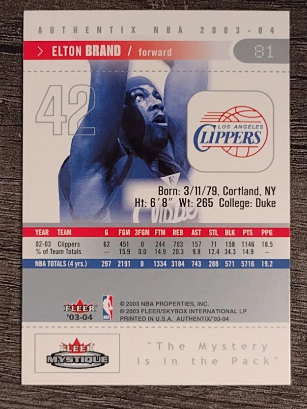 2003-04 Fleer Authentix #81 Elton Brand
