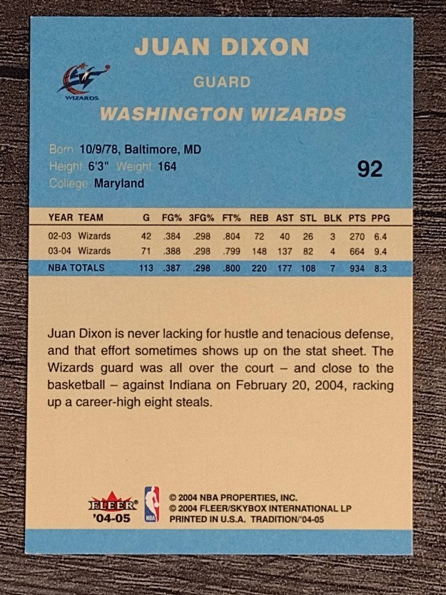 2004-05 Fleer Tradition Blue #92 Juan Dixon