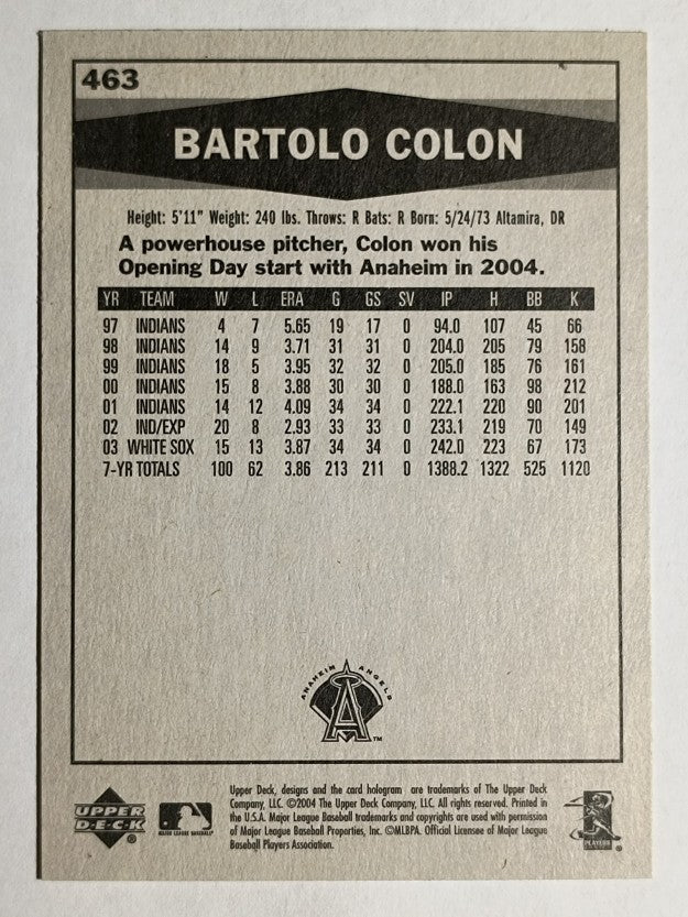 2004 Upper Deck Vintage #463 Bartolo Colon