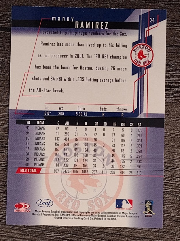 2001 Leaf Rookies and Stars #24 Manny Ramirez Sox