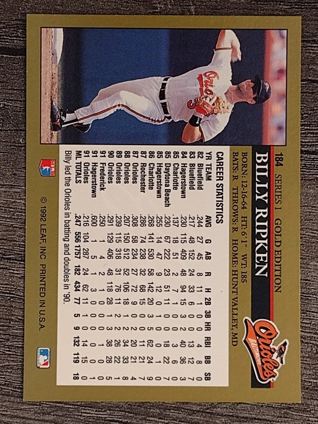 1992 Leaf Black Gold #184 Billy Ripken