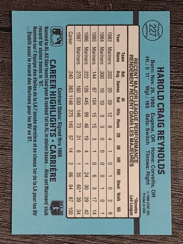 1988 Leaf/Donruss #227 Harold Reynolds