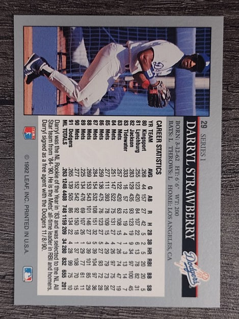 1992 Leaf #29 Darryl Strawberry