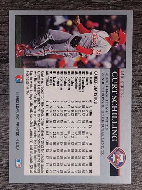 1992 Leaf #516 Curt Schilling