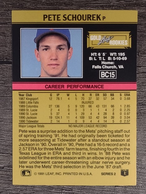 1991 Leaf Gold Rookies #BC15 Pete Schourek
