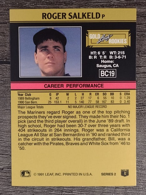 1991 Leaf Gold Rookies #BC19 Roger Salkeld