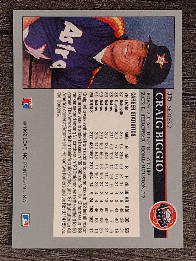 1992 Leaf #315 Craig Biggio