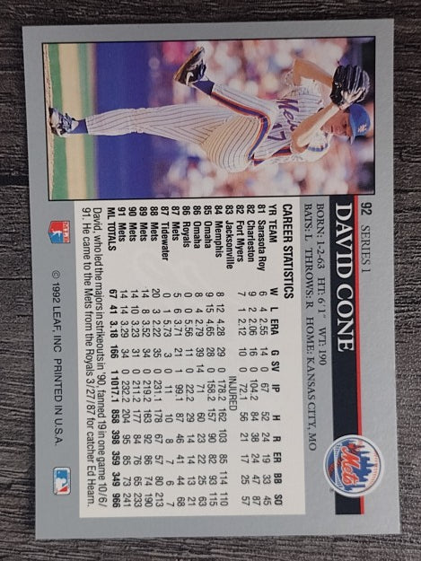 1992 Leaf #92 David Cone