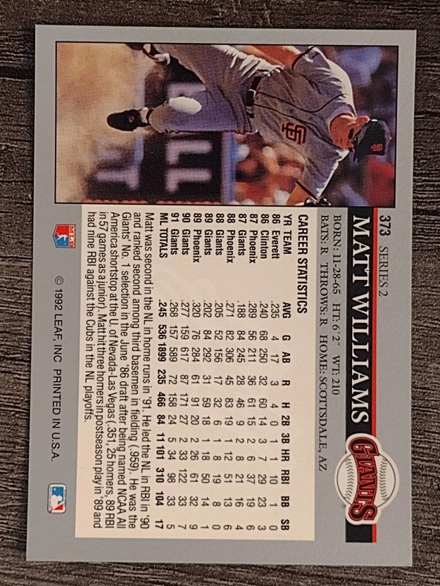1992 Leaf #373 Matt Williams