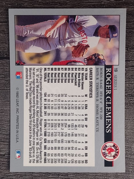 1992 Leaf #19 Roger Clemens