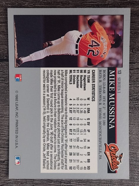 1992 Leaf #13 Mike Mussina