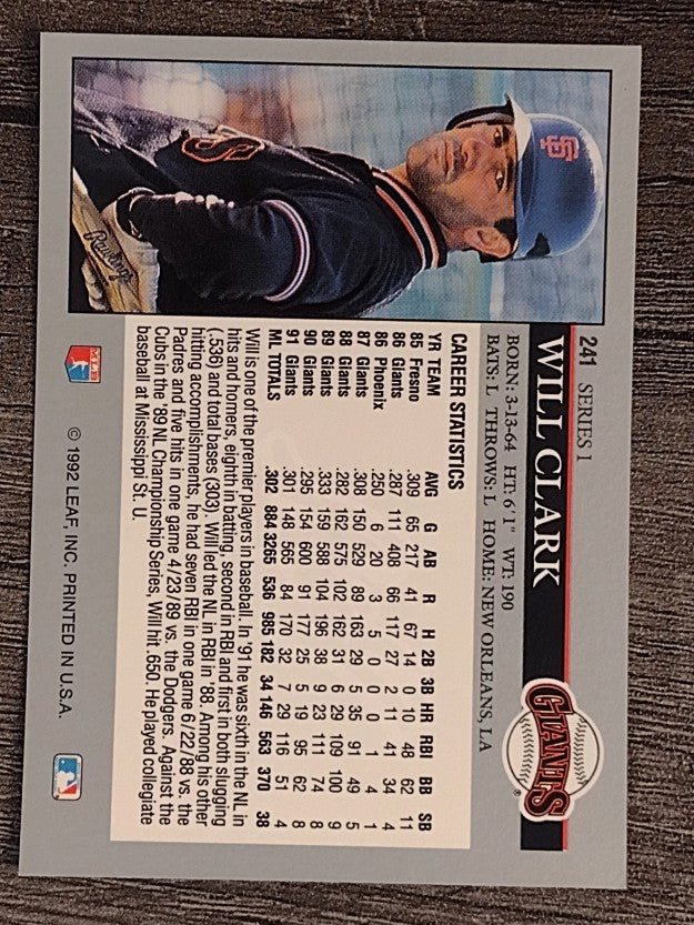 1992 Leaf #241 Will Clark