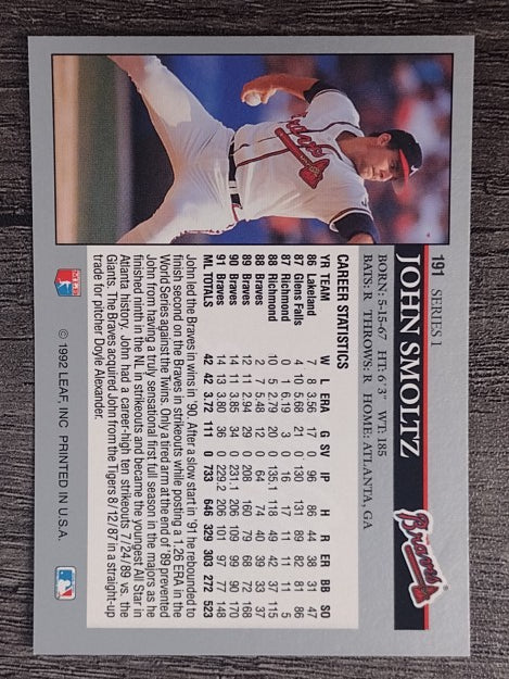 1992 Leaf #191 John Smoltz