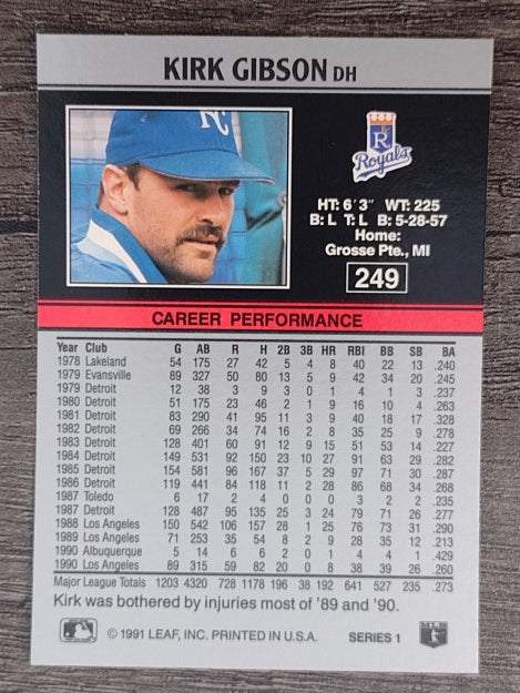 1991 Leaf #249 Kirk Gibson