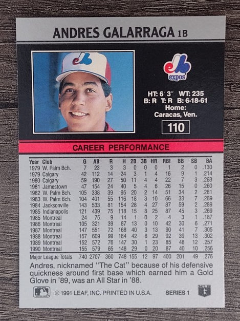 1991 Leaf #110 Andres Galarraga
