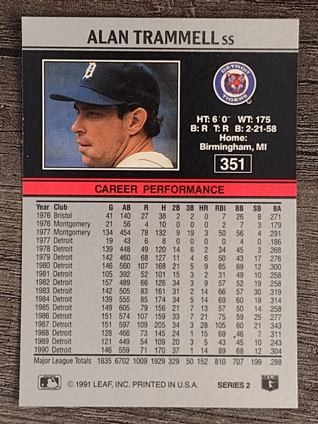 1991 Leaf #351 Alan Trammell
