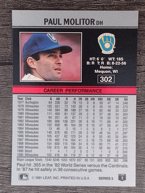 1991 Leaf #302 Paul Molitor